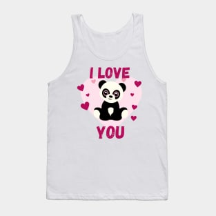 Pink I love you panda Tank Top